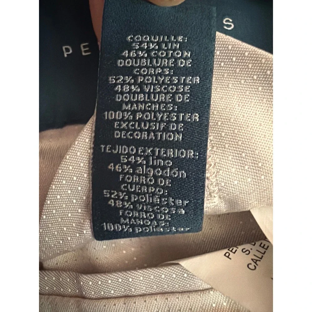 Perry Ellis Blazer Beige Linen Blend 42R Two Button Sport Coat Notch Lapel